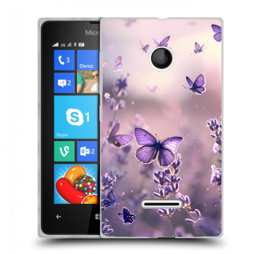 Пластиковый чехол на Microsoft Lumia 435 с принтом бабочки и лаванда Пластиковый чехол на Microsoft Lumia 435 с принтом бабочки и лаванда