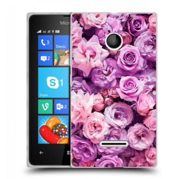 Пластиковый чехол на Microsoft Lumia 435 с принтом лавандовые розы