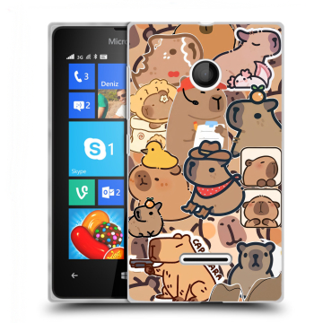 Пластиковый чехол на Microsoft Lumia 435 с принтом капибара Пластиковый чехол на Microsoft Lumia 435 с принтом капибара