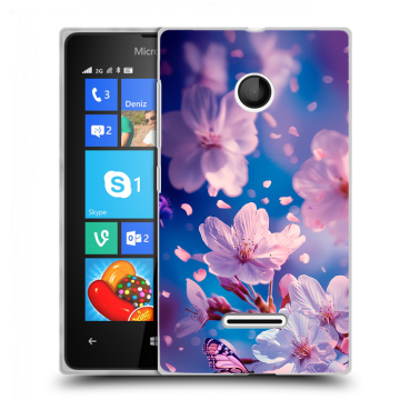 Пластиковый чехол на Microsoft Lumia 435 с принтом цветы бабочки Пластиковый чехол на Microsoft Lumia 435 с принтом цветы бабочки