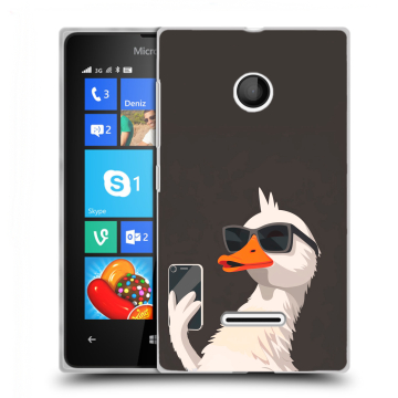 Пластиковый чехол на Microsoft Lumia 435 с принтом утка в очках Пластиковый чехол на Microsoft Lumia 435 с принтом утка в очках
