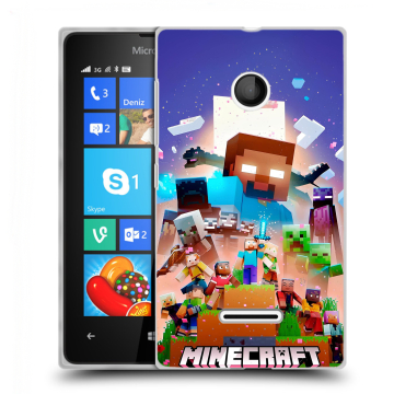 Пластиковый чехол на Microsoft Lumia 435 с принтом Майнкрафт Minecraft