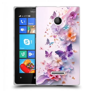 Пластиковый чехол на Microsoft Lumia 435 с принтом цветы бабочки Пластиковый чехол на Microsoft Lumia 435 с принтом цветы бабочки