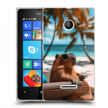 Пластиковый чехол на Microsoft Lumia 435 с принтом Капибара Пластиковый чехол на Microsoft Lumia 435 с принтом Капибара
