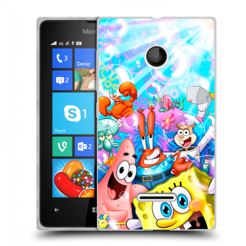 Пластиковый чехол на Microsoft Lumia 435 с принтом спанчбоб спанч боб Пластиковый чехол на Microsoft Lumia 435 с принтом спанчбоб спанч боб