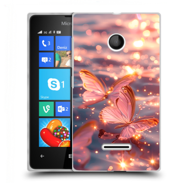 Пластиковый чехол на Microsoft Lumia 435 с принтом бабочки розовые Пластиковый чехол на Microsoft Lumia 435 с принтом бабочки розовые