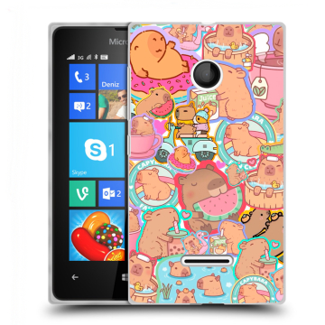 Пластиковый чехол на Microsoft Lumia 435 с принтом капибары Пластиковый чехол на Microsoft Lumia 435 с принтом капибары