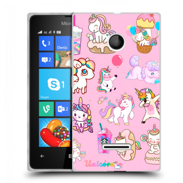 Пластиковый чехол на Microsoft Lumia 435 с принтом розовые единороги Пластиковый чехол на Microsoft Lumia 435 с принтом розовые единороги