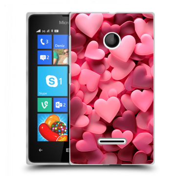 Пластиковый чехол на Microsoft Lumia 435 с принтом розовые сердечки Пластиковый чехол на Microsoft Lumia 435 с принтом розовые сердечки