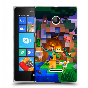 Пластиковый чехол на Microsoft Lumia 435 с принтом Майнкрафт Minecraft