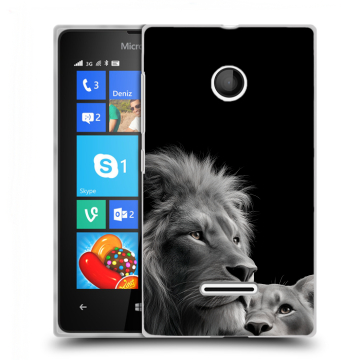 Пластиковый чехол на Microsoft Lumia 435 с принтом Лев кошки