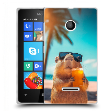Пластиковый чехол на Microsoft Lumia 435 с принтом Капибара Пластиковый чехол на Microsoft Lumia 435 с принтом Капибара