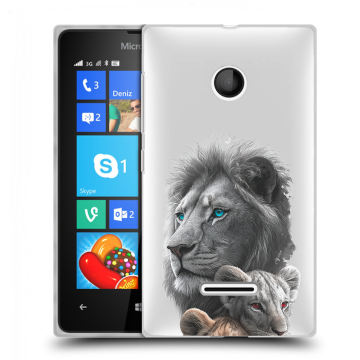Пластиковый чехол на Microsoft Lumia 435 с принтом Львы