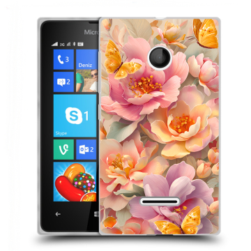 Пластиковый чехол на Microsoft Lumia 435 с принтом Цветы и бабочки