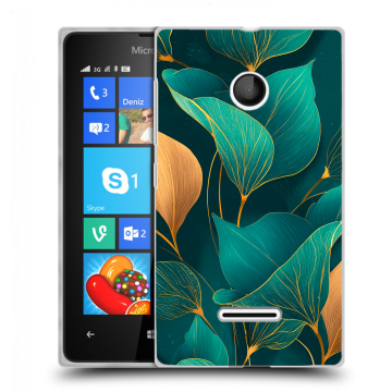 Пластиковый чехол на Microsoft Lumia 435 с принтом Листья и золото
