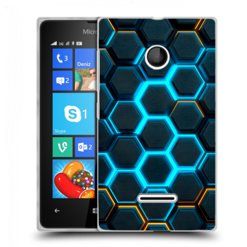 Пластиковый чехол на Microsoft Lumia 435 с принтом Неоновые соты