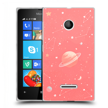 Пластиковый чехол на Microsoft Lumia 435 с принтом Розовый космос