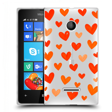Пластиковый чехол на Microsoft Lumia 435 с принтом Сердечки