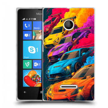 Пластиковый чехол на Microsoft Lumia 435 с принтом Тачки