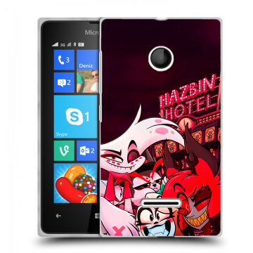 Пластиковый чехол на Microsoft Lumia 435 с принтом Hazbin Hotel Отель Хазбин Пластиковый чехол на Microsoft Lumia 435 с принтом Hazbin Hotel Отель Хазбин