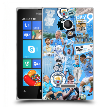 Пластиковый чехол на Microsoft Lumia 435 с принтом Man City Манчестер Сити