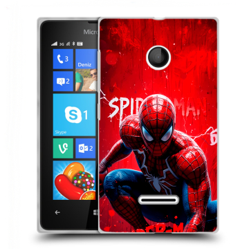 Пластиковый чехол на Microsoft Lumia 435 с принтом Spiderman Человек паук