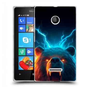 Пластиковый чехол на Microsoft Lumia 435 с принтом Медведь