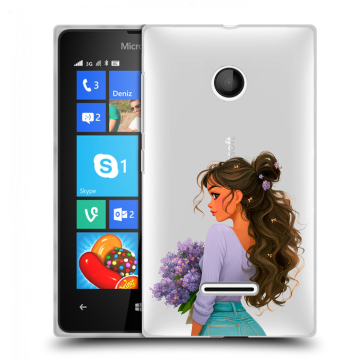 Пластиковый чехол на Microsoft Lumia 435 с принтом девушка цветы