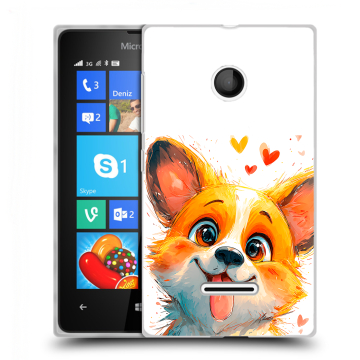 Пластиковый чехол на Microsoft Lumia 435 с принтом корги Пластиковый чехол на Microsoft Lumia 435 с принтом корги
