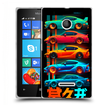Пластиковый чехол на Microsoft Lumia 435 с принтом машины тачки