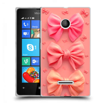 Пластиковый чехол на Microsoft Lumia 435 с принтом Розовые бантики Пластиковый чехол на Microsoft Lumia 435 с принтом Розовые бантики