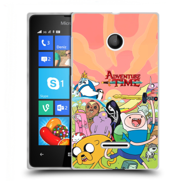 Пластиковый чехол на Microsoft Lumia 435 с принтом Adventure time Время приключений