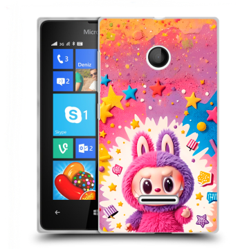 Пластиковый чехол на Microsoft Lumia 435 с принтом Labubu Лабубу Пластиковый чехол на Microsoft Lumia 435 с принтом Labubu Лабубу