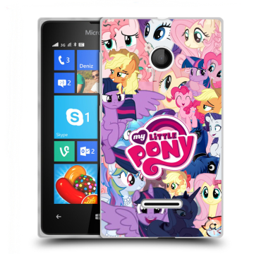 Пластиковый чехол на Microsoft Lumia 435 с принтом My little pony Дружба чудо