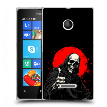 Пластиковый чехол на Microsoft Lumia 435 с принтом смешной скелет