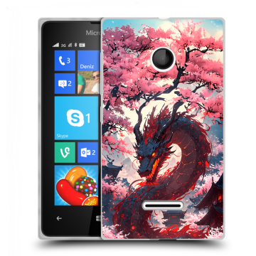 Пластиковый чехол на Microsoft Lumia 435 с принтом Дракон Японский Пластиковый чехол на Microsoft Lumia 435 с принтом Дракон Японский