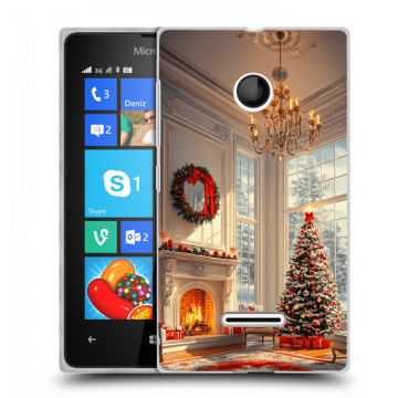 Пластиковый чехол на Microsoft Lumia 435 с принтом Новый год