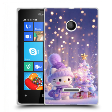 Пластиковый чехол на Microsoft Lumia 435 с принтом Новый год