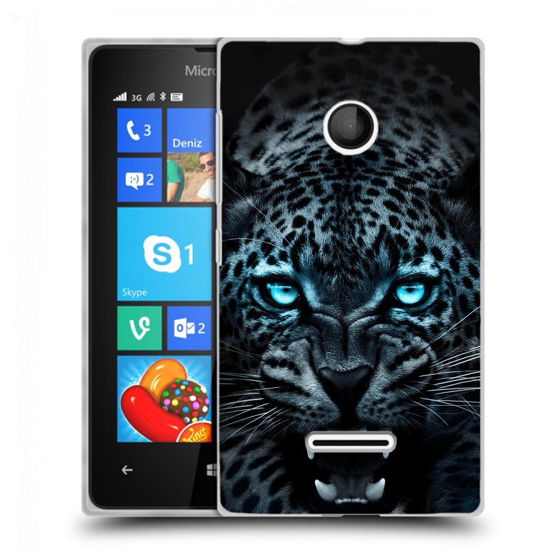 Пластиковый чехол на Microsoft Lumia 435 с принтом Темный леопард Пластиковый чехол на Microsoft Lumia 435 с принтом Темный леопард