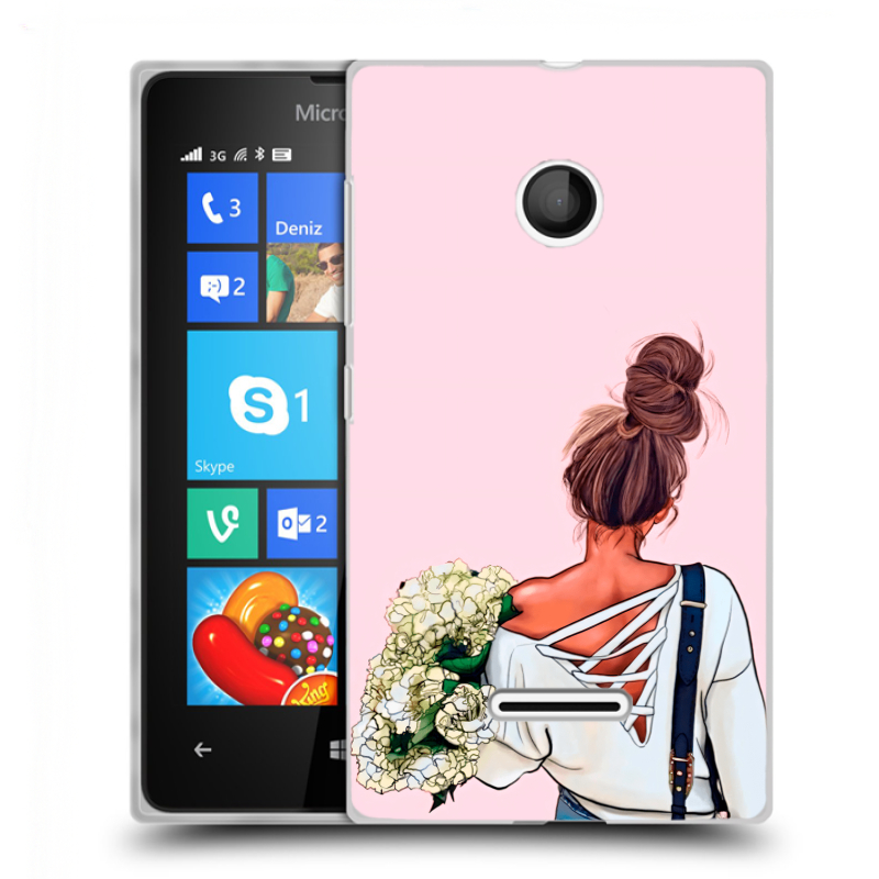 Пластиковый чехол на Microsoft Lumia 435 с принтом Девушка и букет Пластиковый чехол на Microsoft Lumia 435 с принтом Девушка и букет