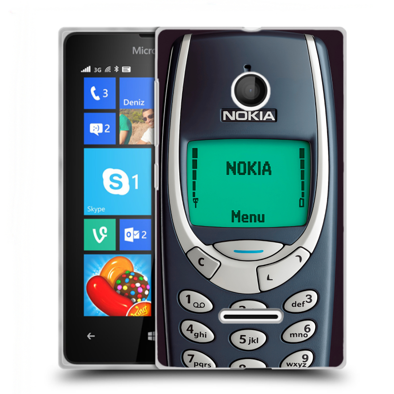 Пластиковый чехол на Microsoft Lumia 435 с принтом Старый телефон Пластиковый чехол на Microsoft Lumia 435 с принтом Старый телефон