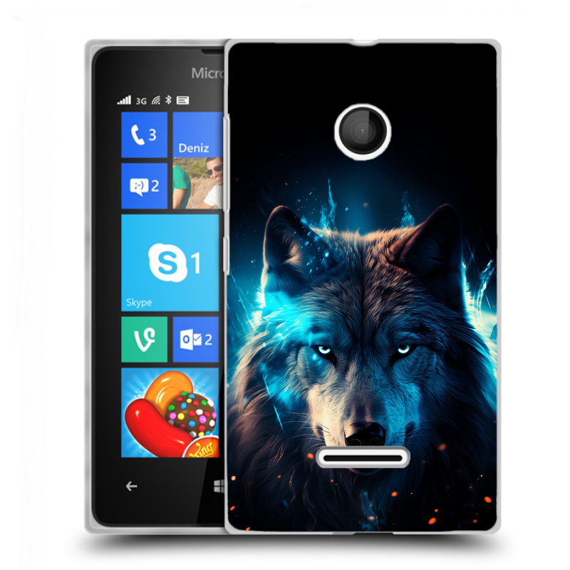 Пластиковый чехол на Microsoft Lumia 435 с принтом Волк ночной Пластиковый чехол на Microsoft Lumia 435 с принтом Волк ночной
