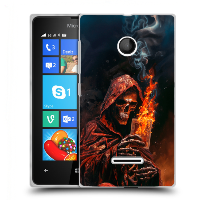 Пластиковый чехол на Microsoft Lumia 435 с принтом Скелет и карты Пластиковый чехол на Microsoft Lumia 435 с принтом Скелет и карты
