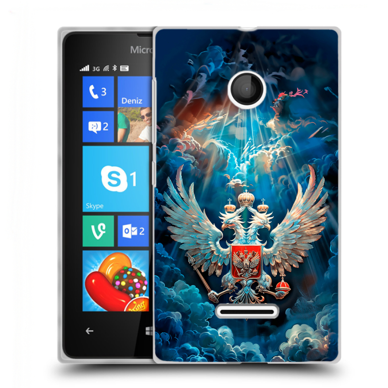 Пластиковый чехол на Microsoft Lumia 435 с принтом Герб флаг России Пластиковый чехол на Microsoft Lumia 435 с принтом Герб флаг России