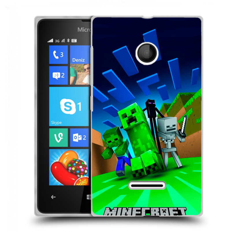 Пластиковый чехол на Microsoft Lumia 435 с принтом Майнкрафт Пластиковый чехол на Microsoft Lumia 435 с принтом Майнкрафт