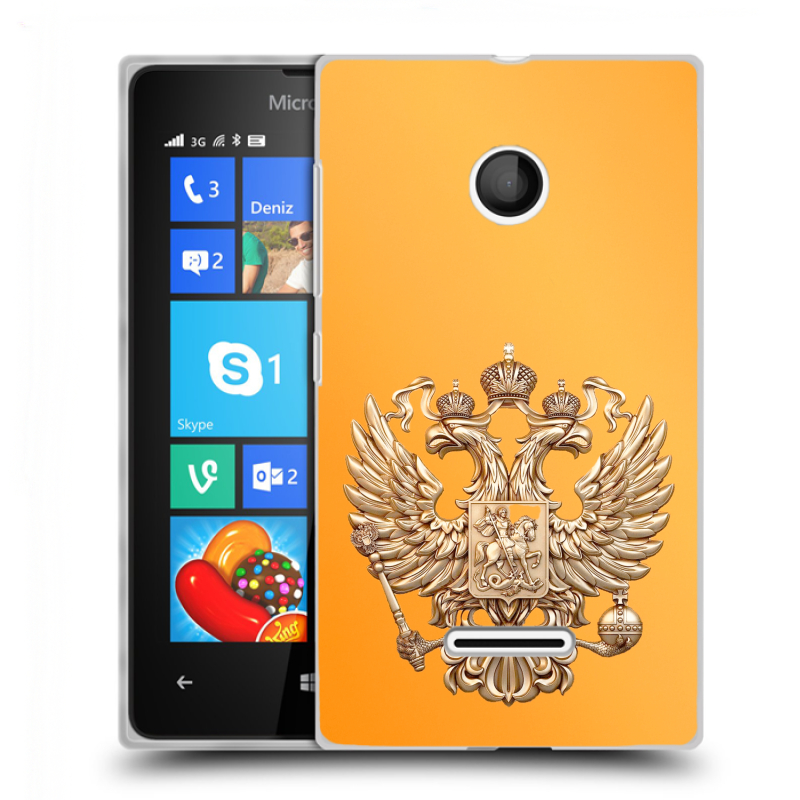 Пластиковый чехол на Microsoft Lumia 435 с принтом Герб Флаг России Пластиковый чехол на Microsoft Lumia 435 с принтом Герб Флаг России