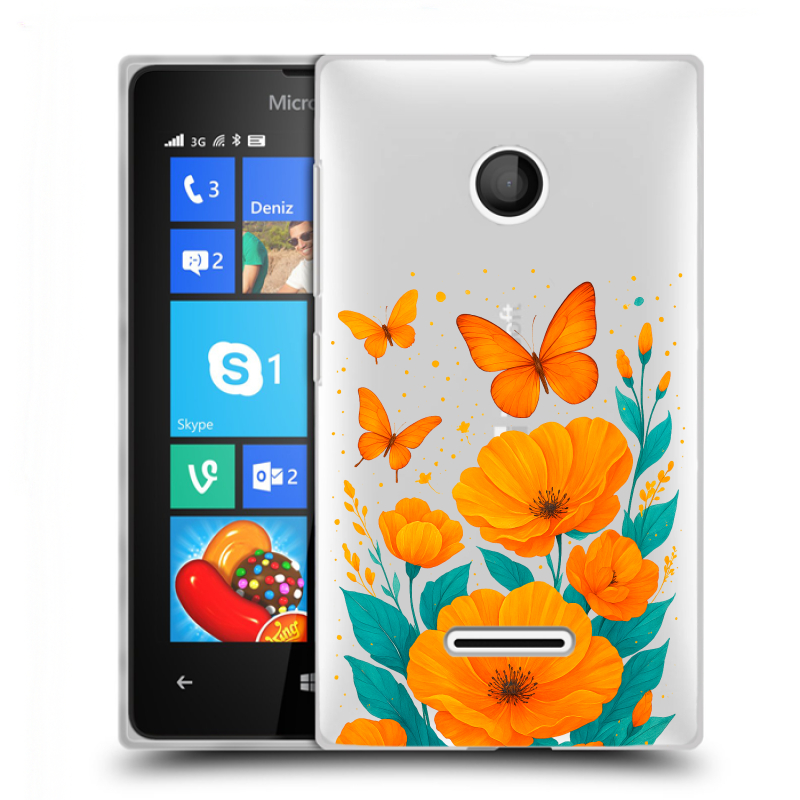 Пластиковый чехол на Microsoft Lumia 435 с принтом цветы бабочки Пластиковый чехол на Microsoft Lumia 435 с принтом цветы бабочки
