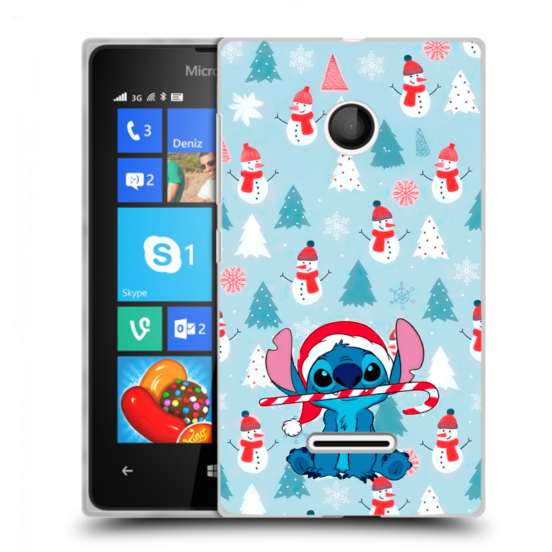 Пластиковый чехол на Microsoft Lumia 435 с принтом Стич Новый год Пластиковый чехол на Microsoft Lumia 435 с принтом Стич Новый год