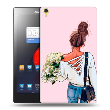 Силиконовый чехол на планшета Lenovo Tab S8 с принтом Девушка и букет