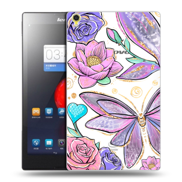Силиконовый чехол на Lenovo Tab S8 с принтом Бабочки и цветы